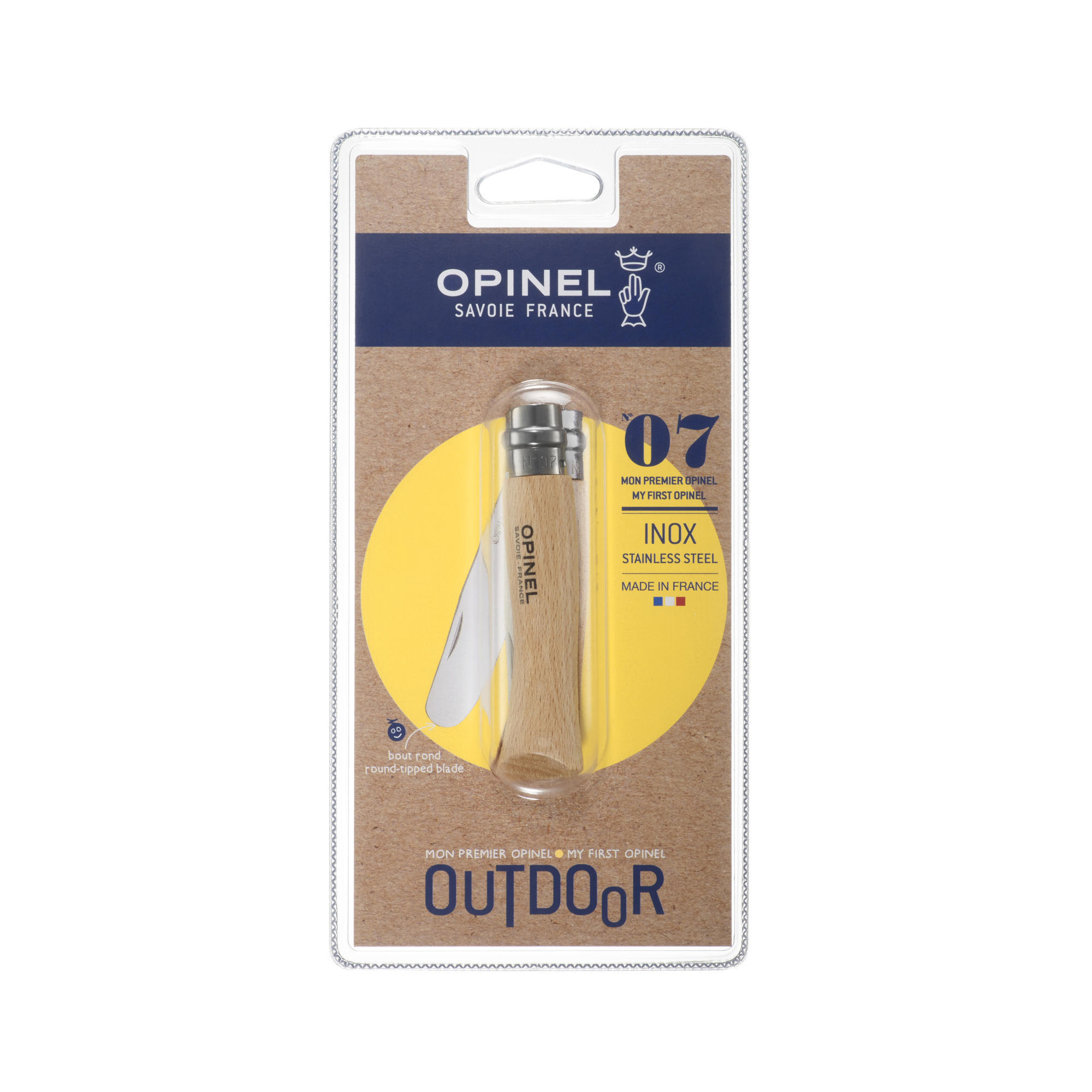 Opinel Coltello numero 7 con punta rotonda in legno