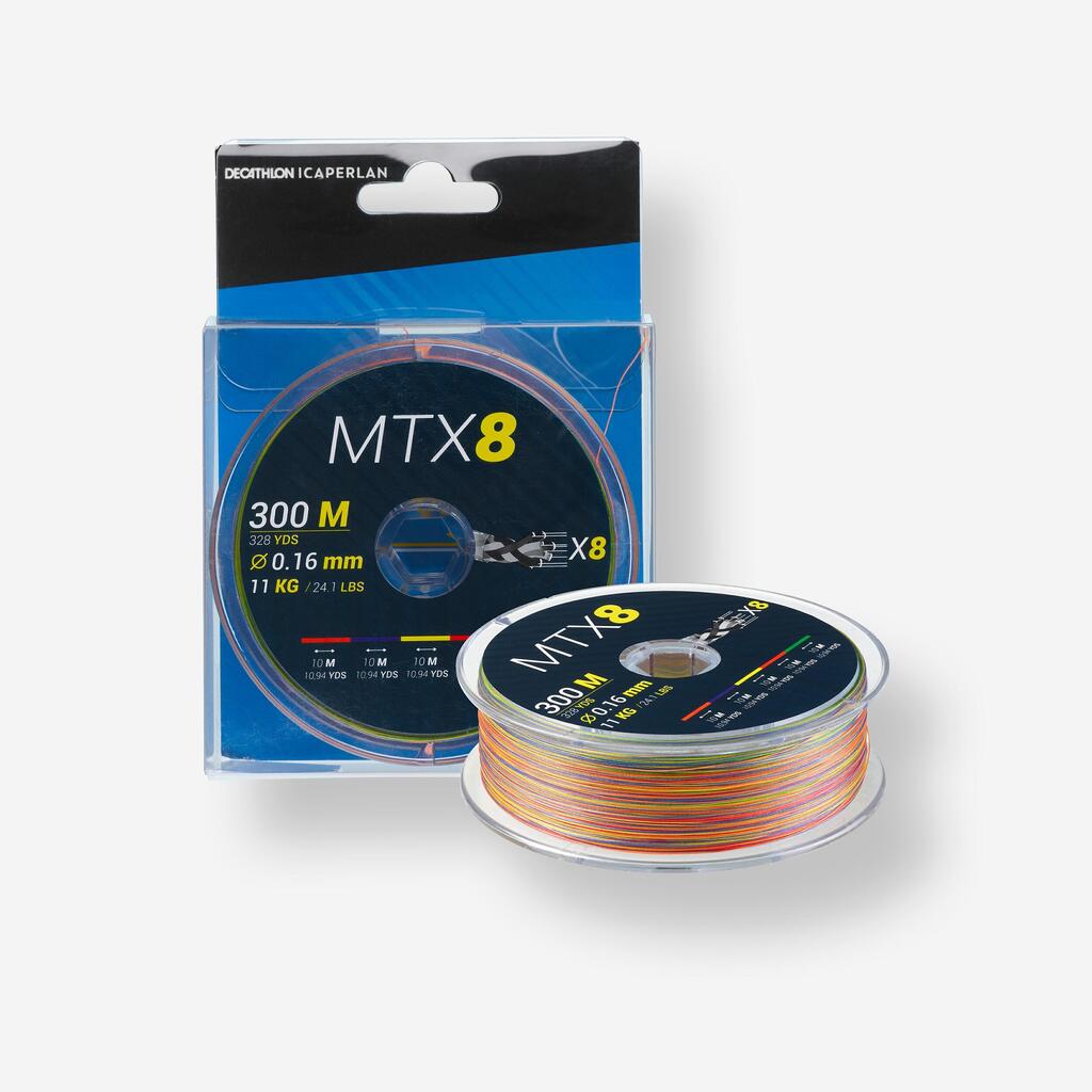 8 pavedienu pītā aukla “MTX8 Multicolour”, 300m, 12/100, makšķerēšanai jūrā