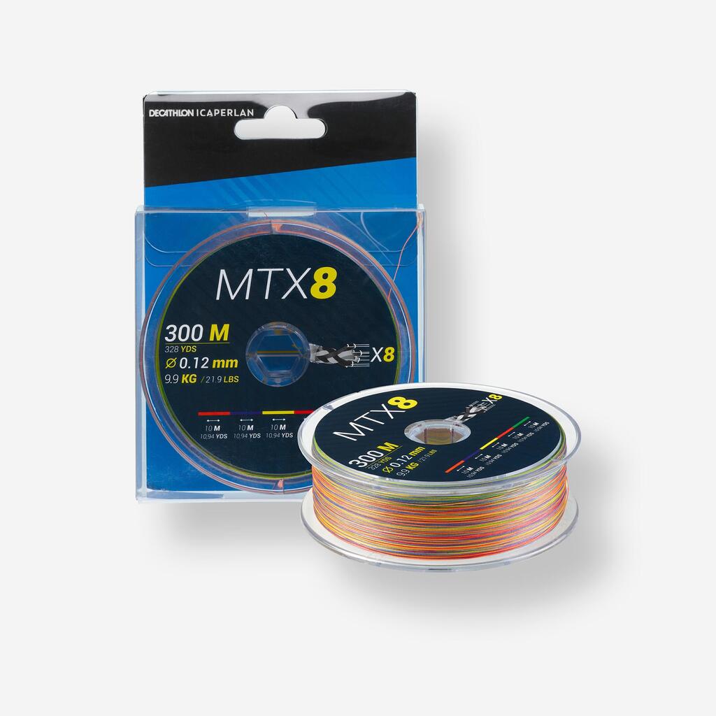 8 pavedienu pītā aukla “MTX8 Multicolour”, 300m, 12/100, makšķerēšanai jūrā