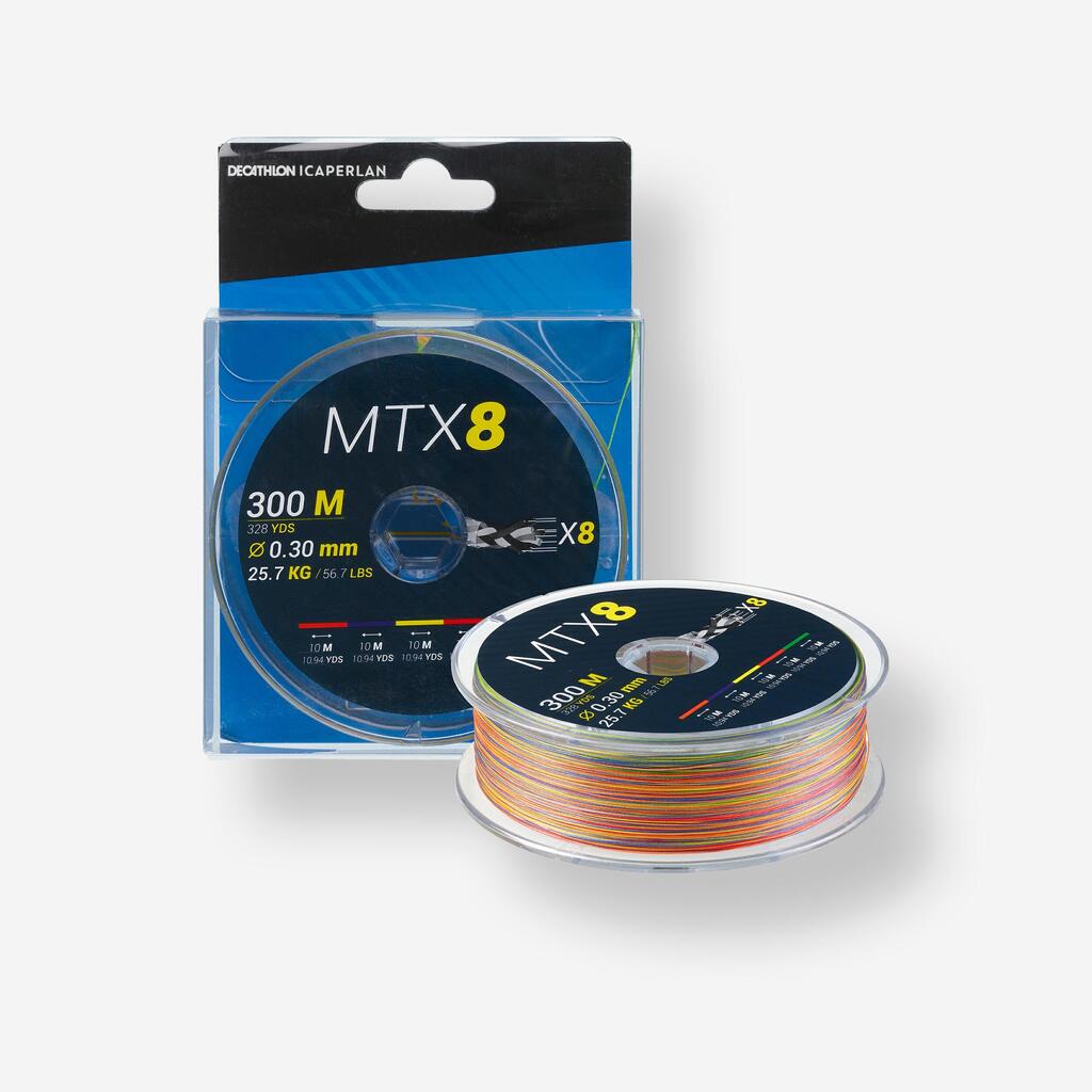 8 pavedienu Exotic pītā aukla “MTX8 Multicolour”,300m,30/100, makšķerēšanai jūrā