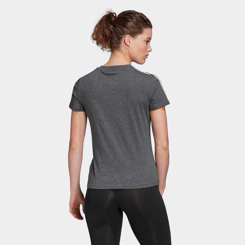 T-Shirt Adidas ESSENTIALS 3 BANDES femme en coton gris