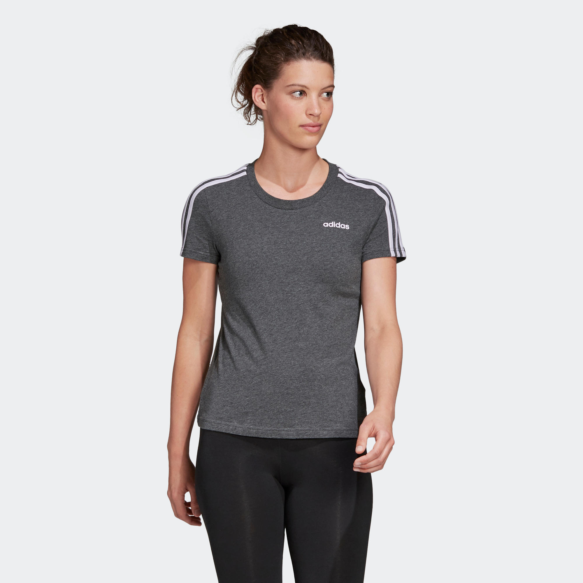 adidas essentials 3 stripe t shirt ladies