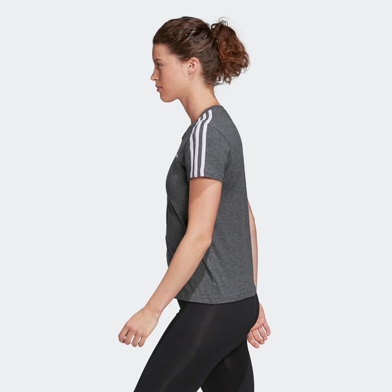T-Shirt Adidas ESSENTIALS 3 BANDES femme en coton gris