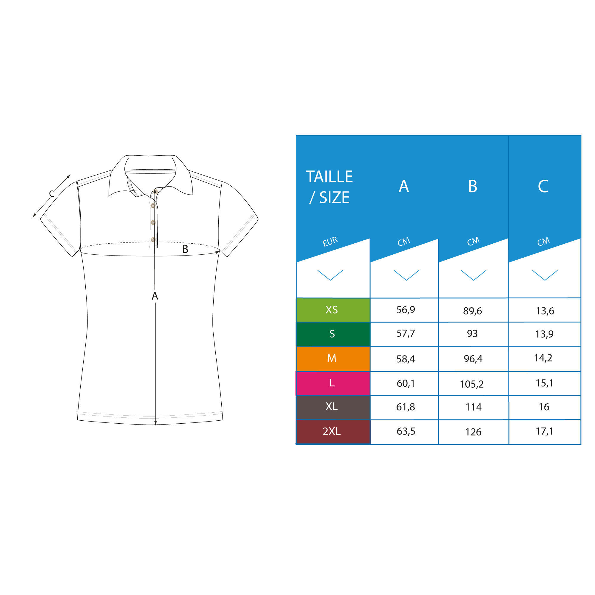 Women's golf short-sleeved polo shirt MW100 white 6/6