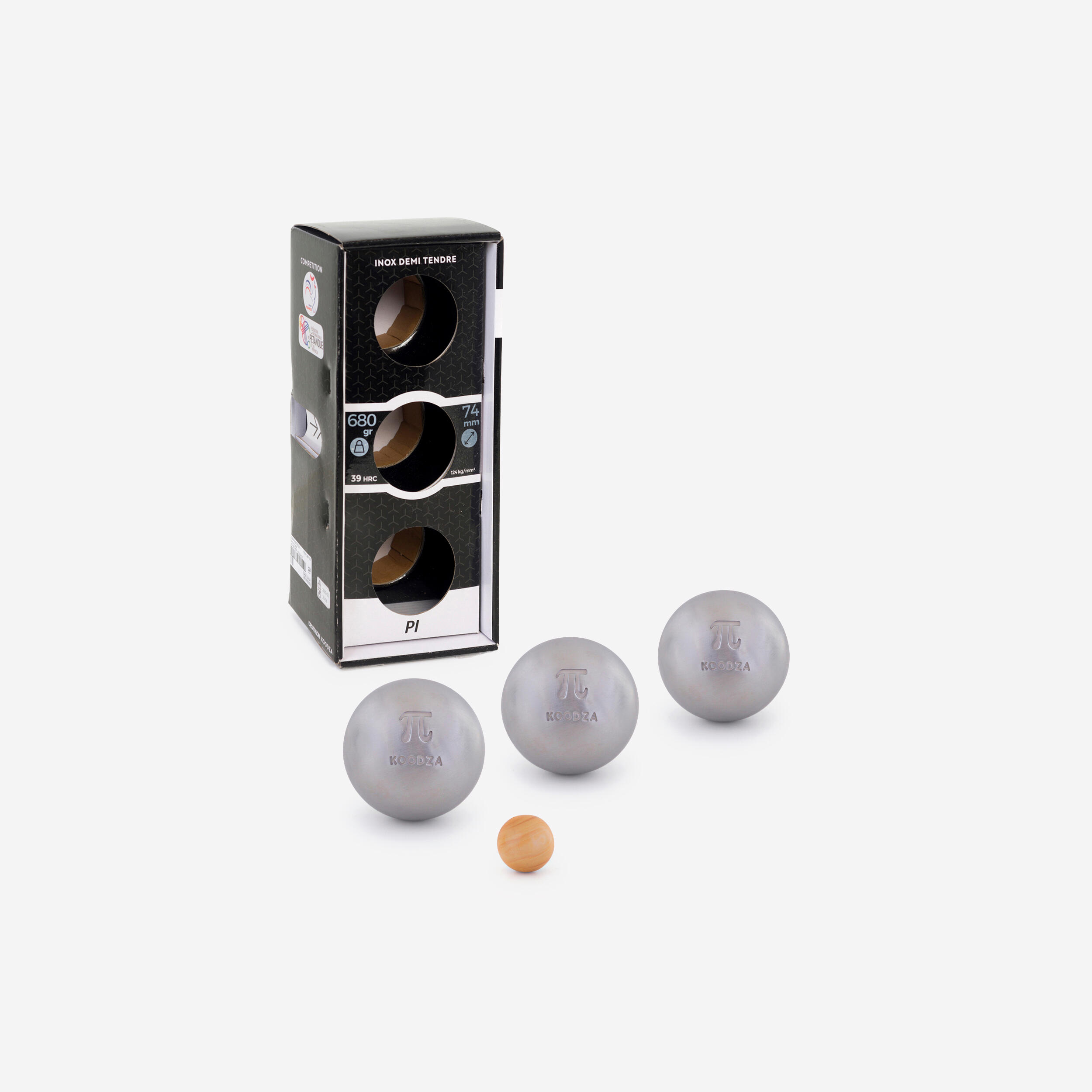 Set 3 bile semi-moi Petanque omologate pentru competiții PI oțel inoxidabil