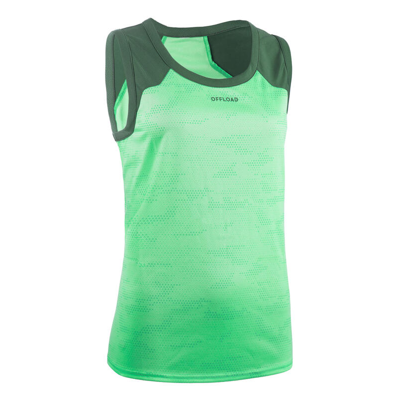Camiseta de rugby sin mangas Singlet Offload R500 Mujer verde