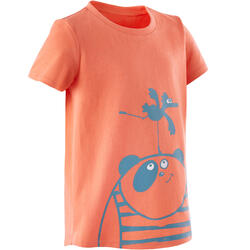 T-shirt voor kleutergym 100 oranje/turquoise