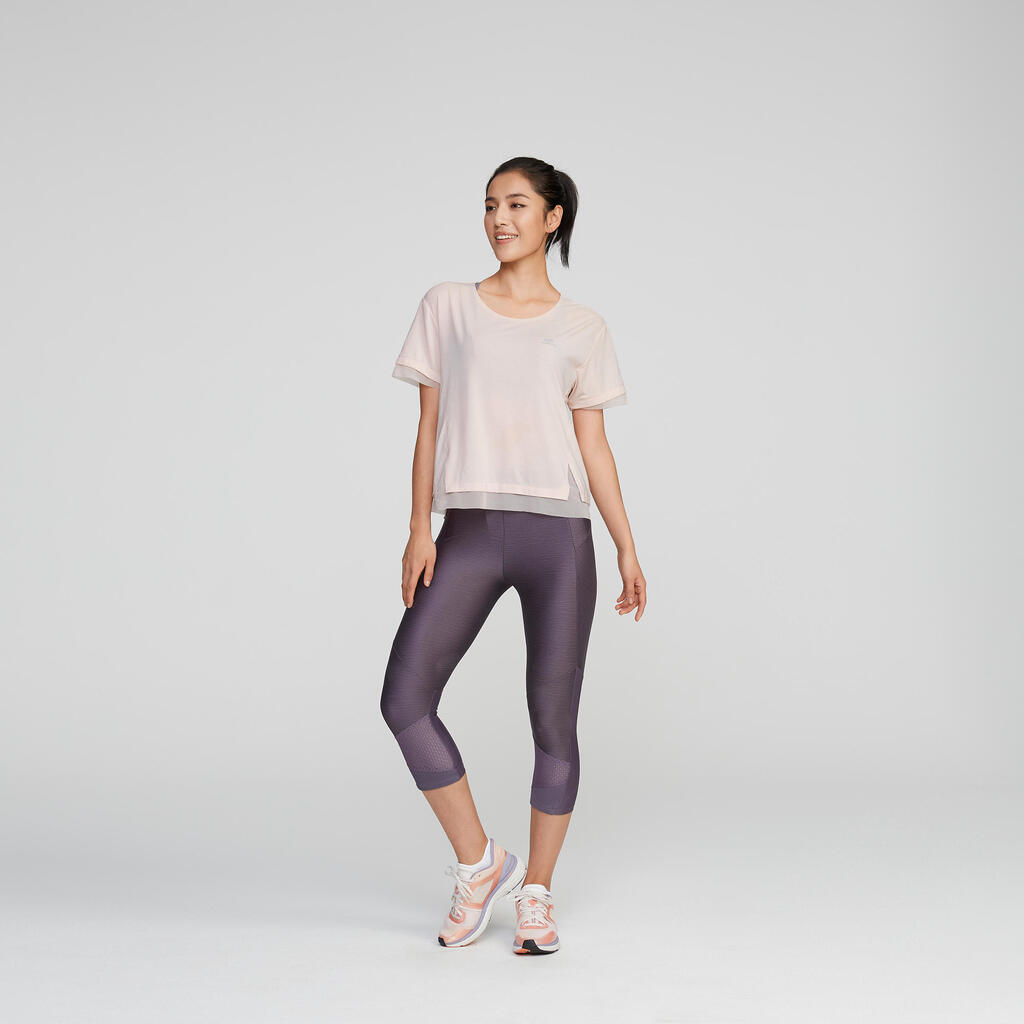 RUN FEEL WOMEN'S JOGGING T-SHIRT - PALE PINK