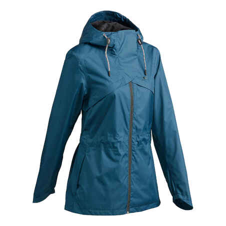 Modra ženska vodoodporna pohodniška jakna NH500 