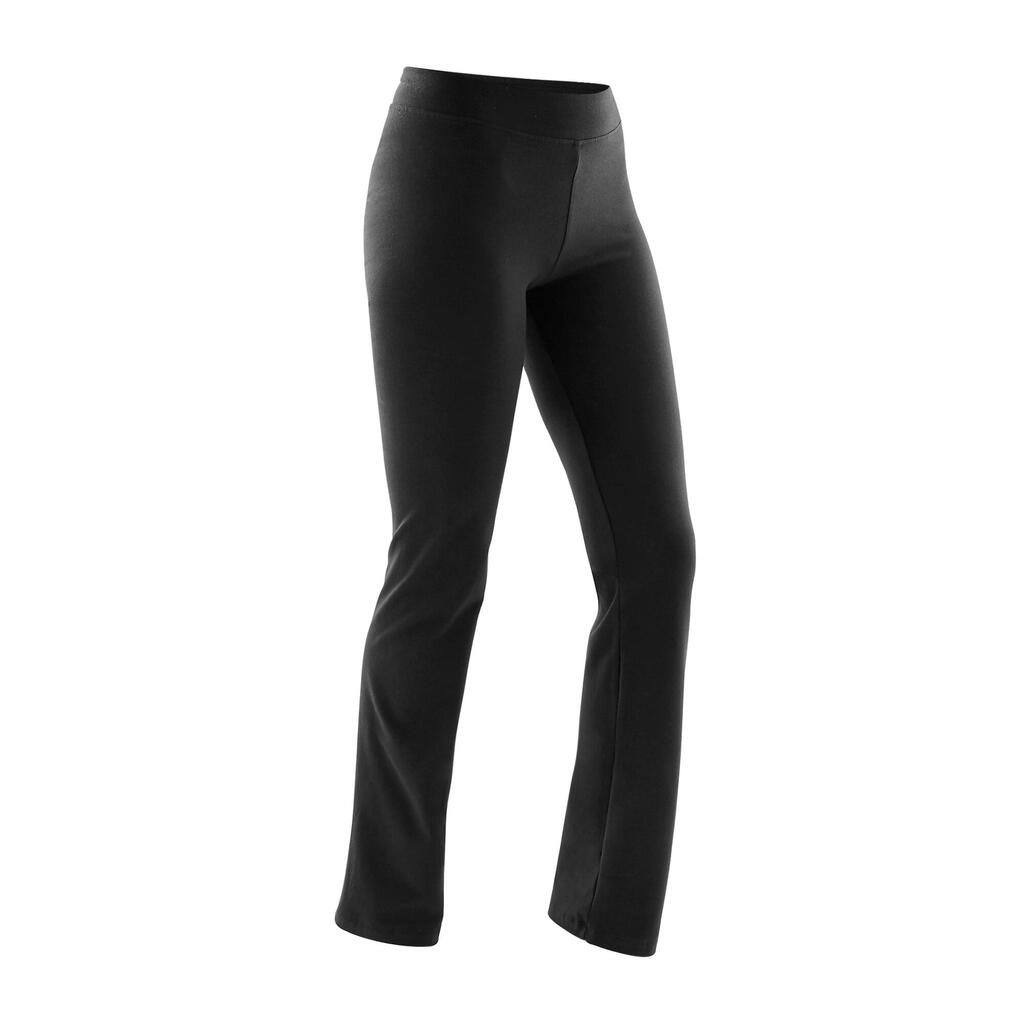 Straight-Cut Cotton Fitness Leggings Fit+ - Black