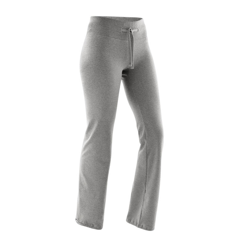 Leggings Fitness Mujer Gris Corte Recto Ajustables