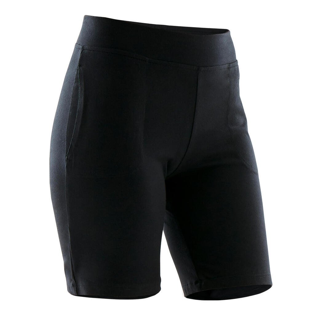 Short Coton Fitness Fit+ Coupe droite Noir