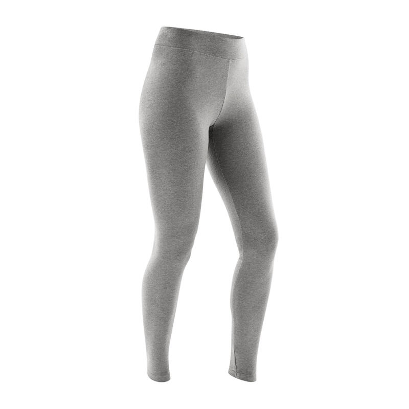 Leggings mallas fitness algodón efecto vientre plano Mujer Domyos Fit 500 gris