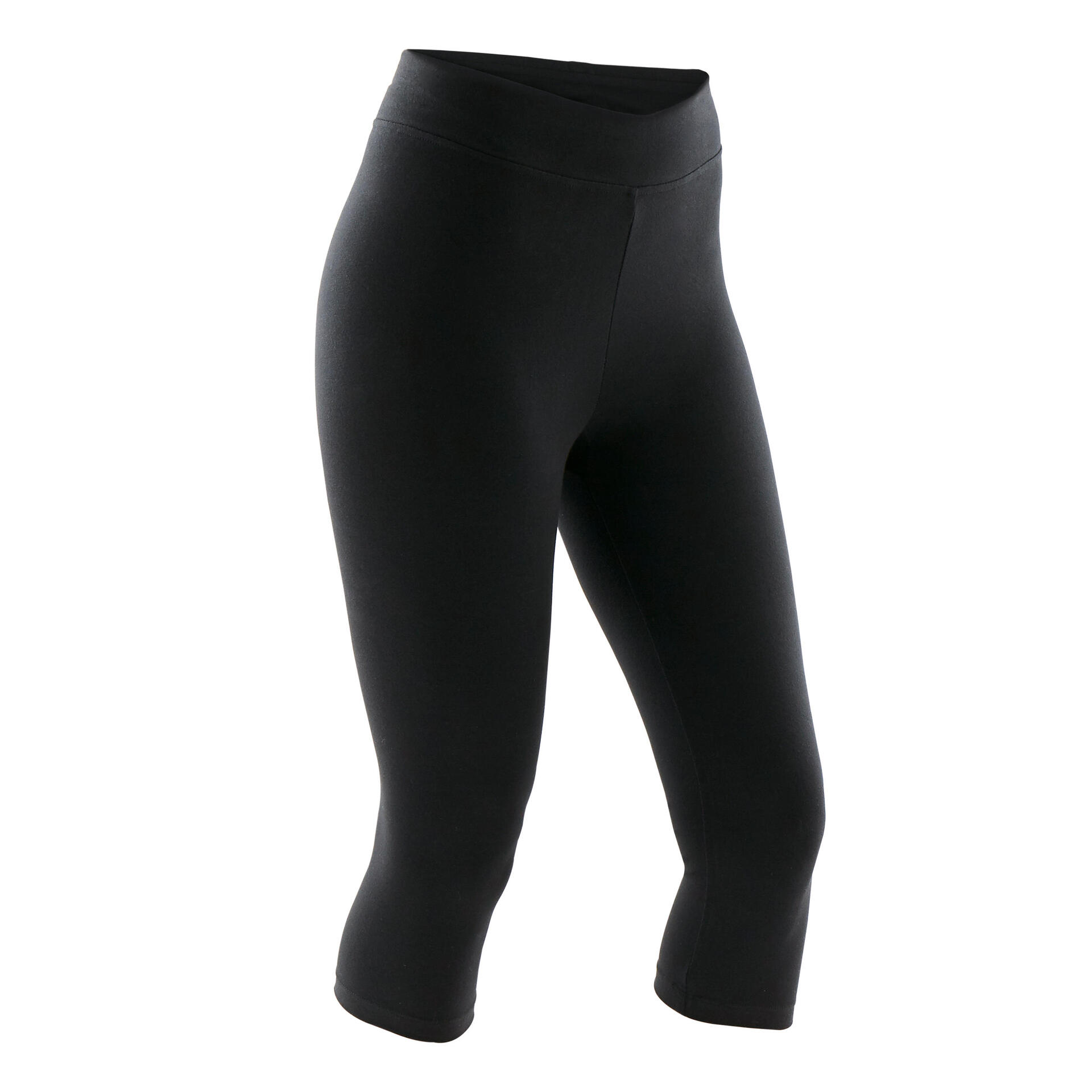 Women's Slim-Fit Fitness Cropped Bottoms 500 - Black