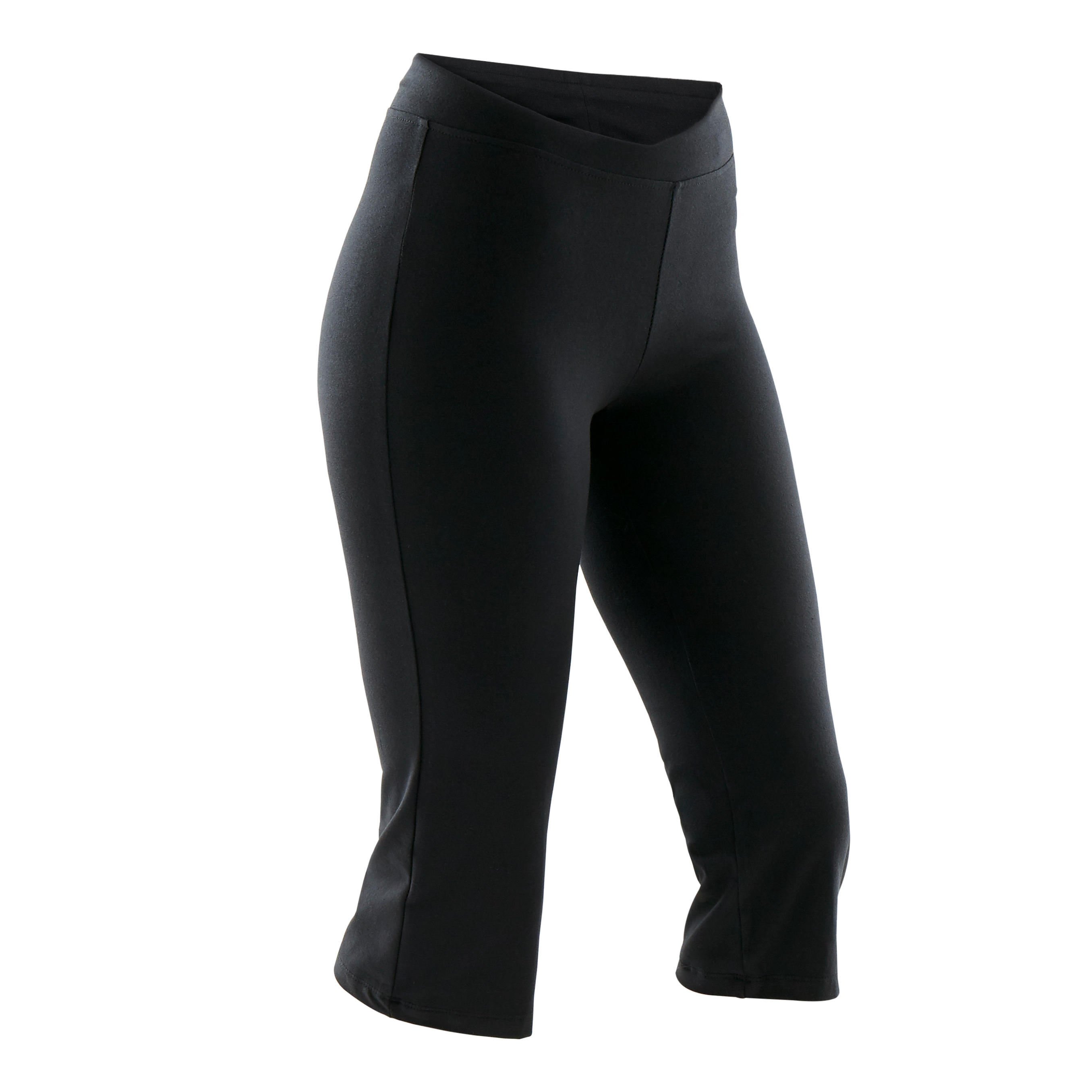 Women's Regular Fitness Cropped Bottoms Fit+ 500 - Black 7/7