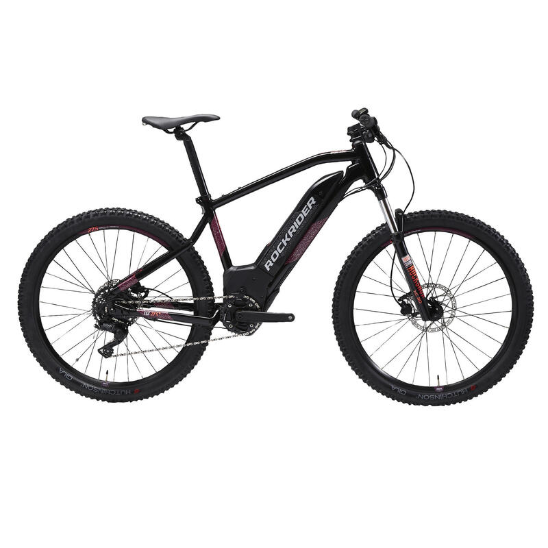 Bicicleta eléctrica de montaña mujer 27,5" Rockrider Ebike ST 520 negro