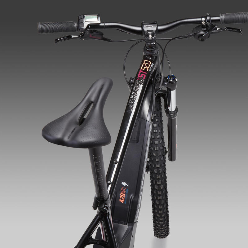 Bici Mtb elettrica a pedalata assistita donna Rockrider E-ST520 nera 27,5"