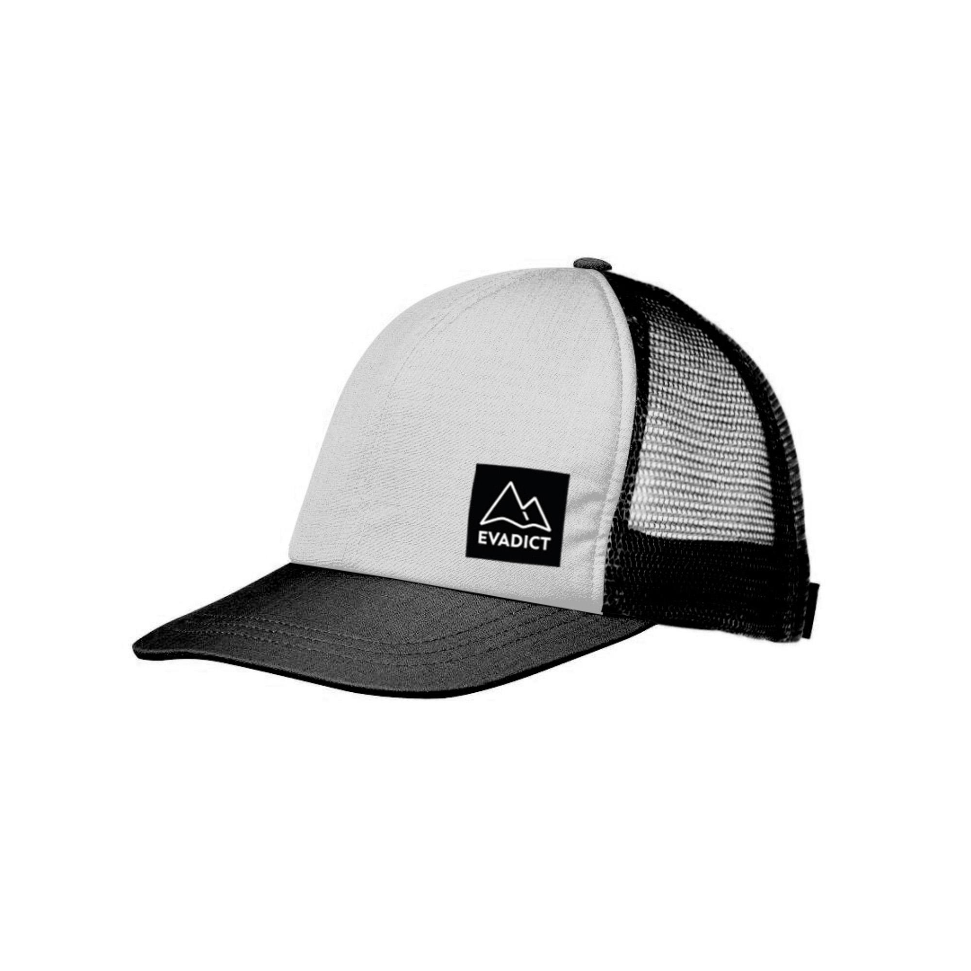 white and grey trucker hat