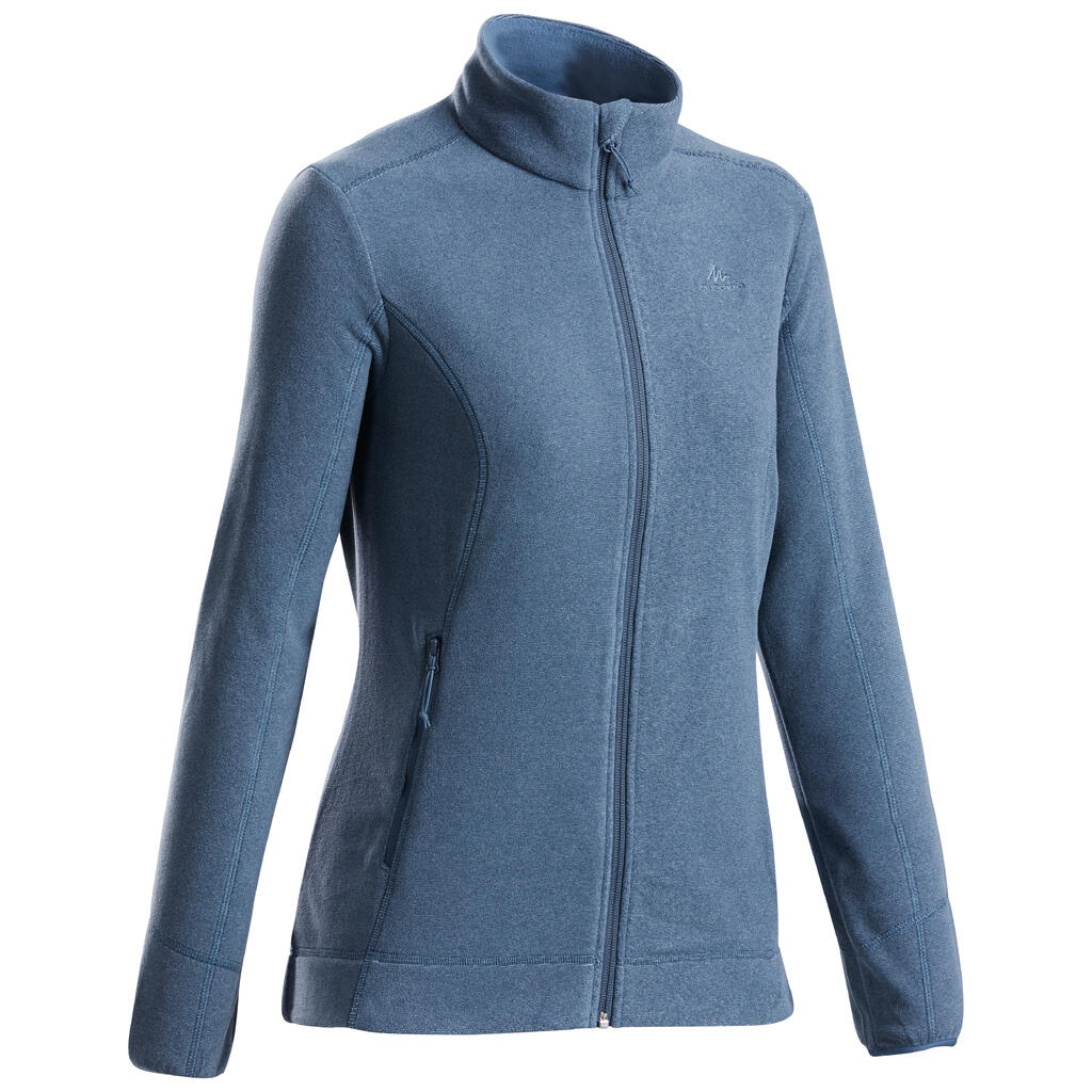 Women's mountain walking fleece jacket mh120 - blue grey