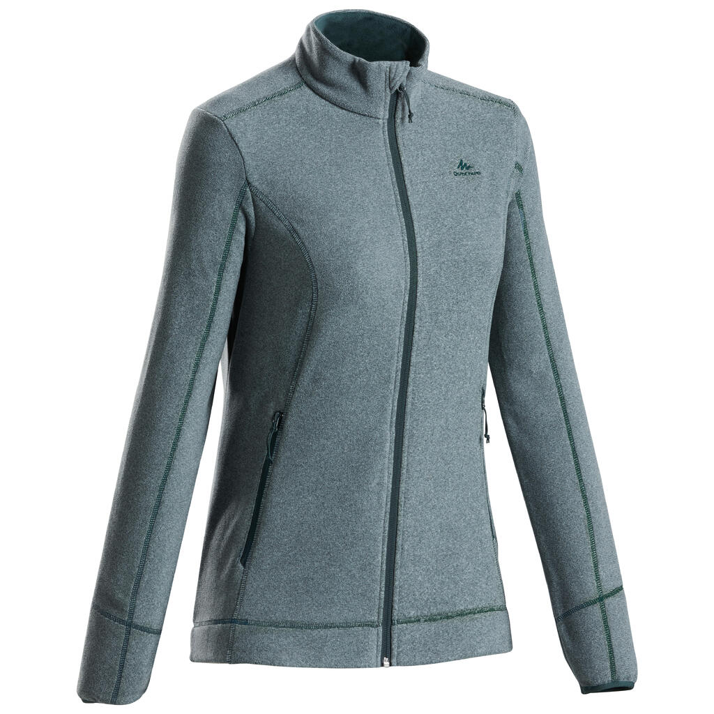 Women's mountain walking fleece jacket mh120 - larch green