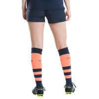 Rugbyshorts R500 Damen marineblau/koralle