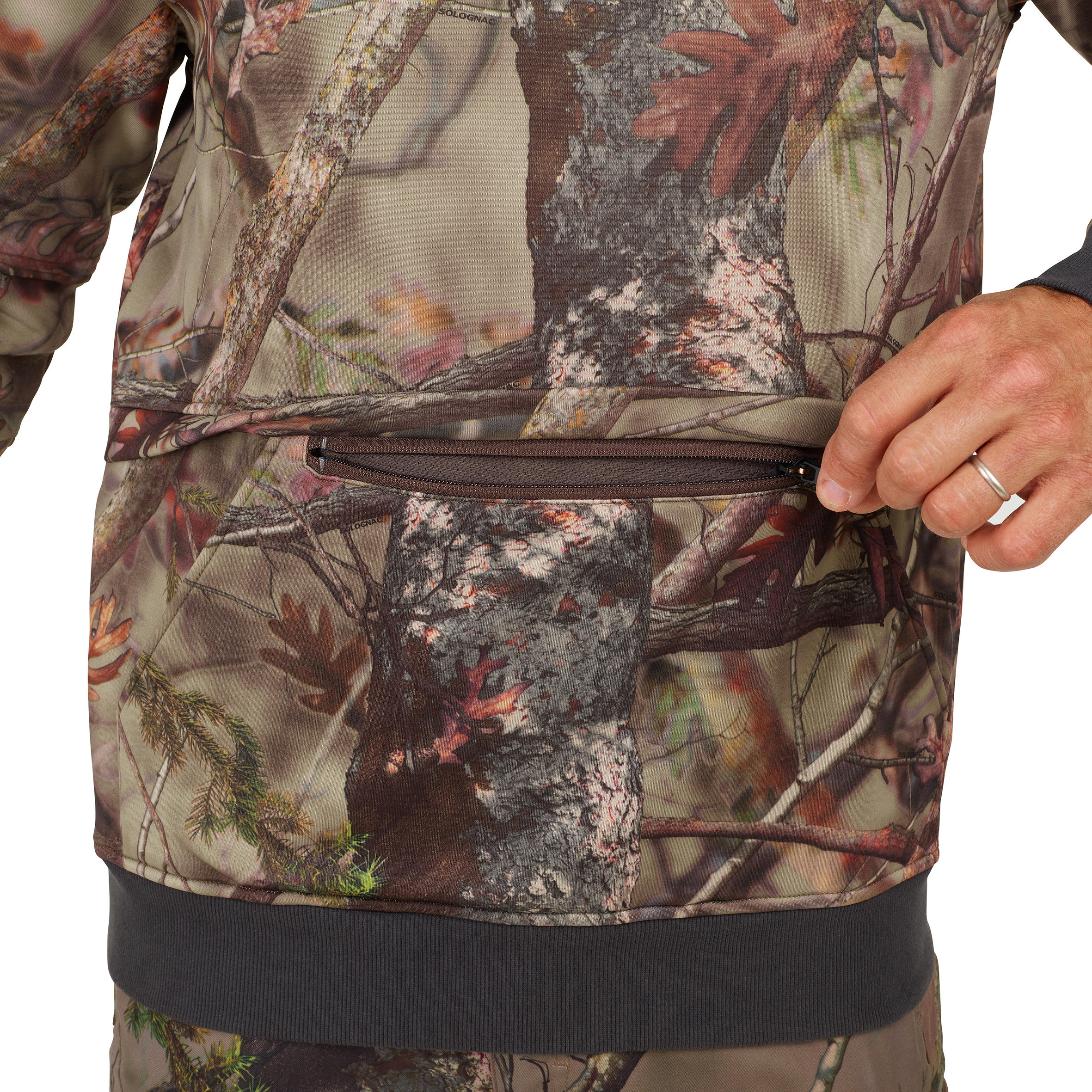 Hunting silent hooded sweatshirt 500 - Camouflage 8/12