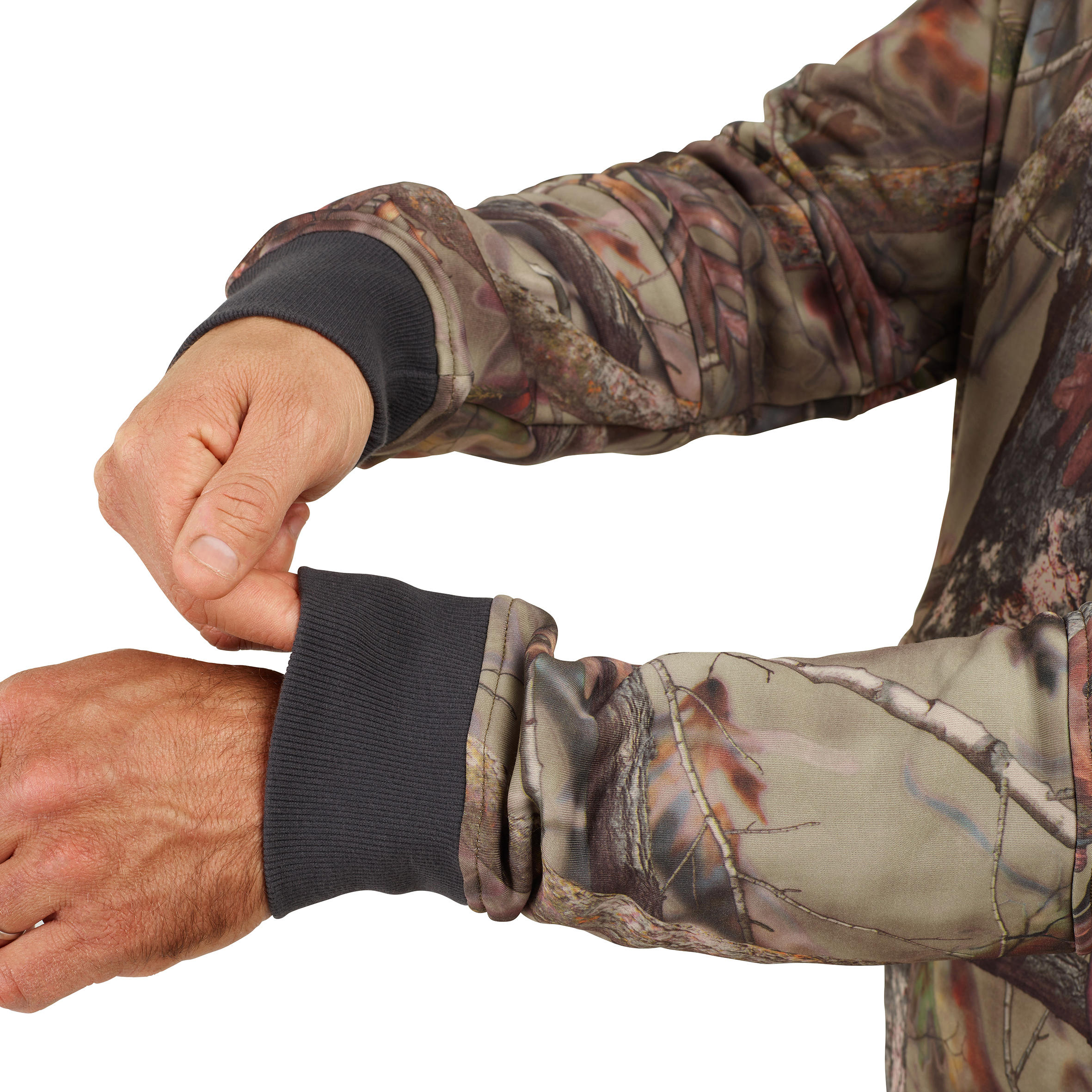 Hunting silent hooded sweatshirt 500 - Camouflage 9/12