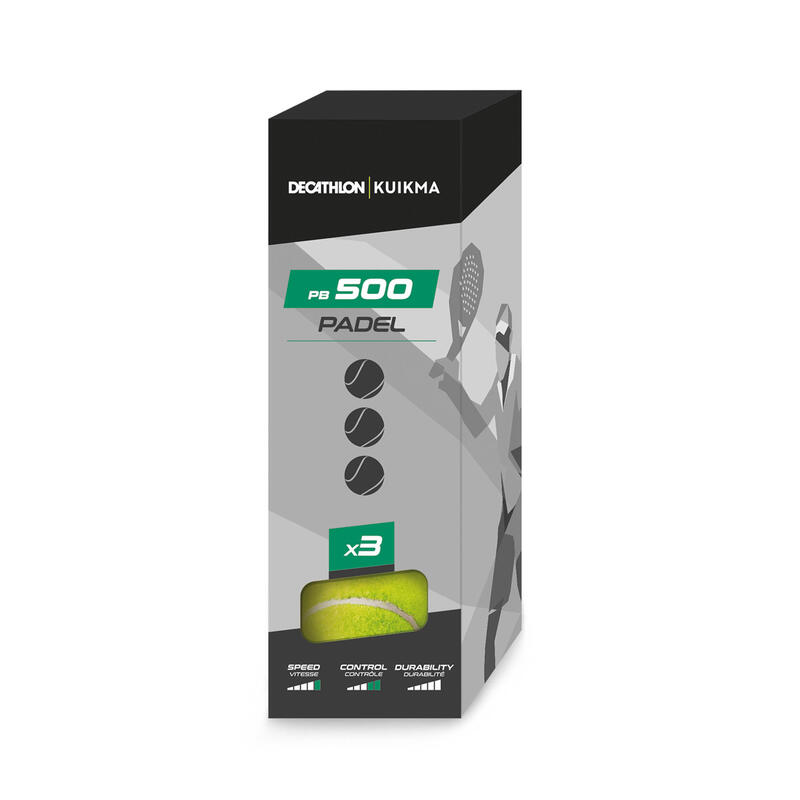 3 pelotas de pádel sin presión - Kuikma PB 500
