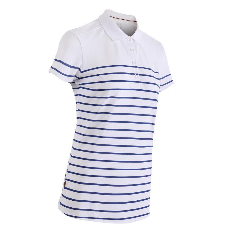 Polo de golf manches courtes femme MW500 blanc à triangles