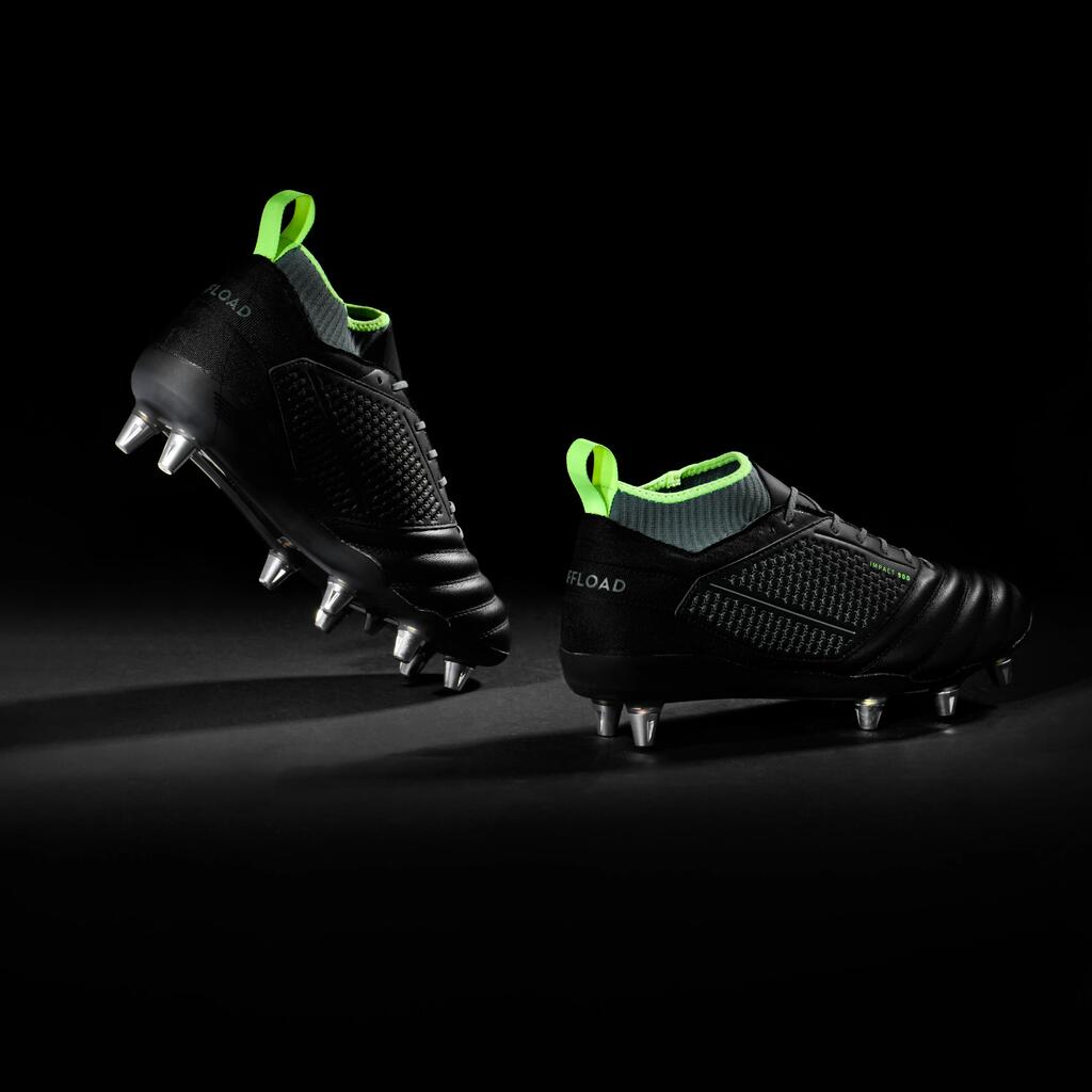 Adult Soft Ground Screw-In Rugby Boots Impact R900 SG 8 Studs - Black