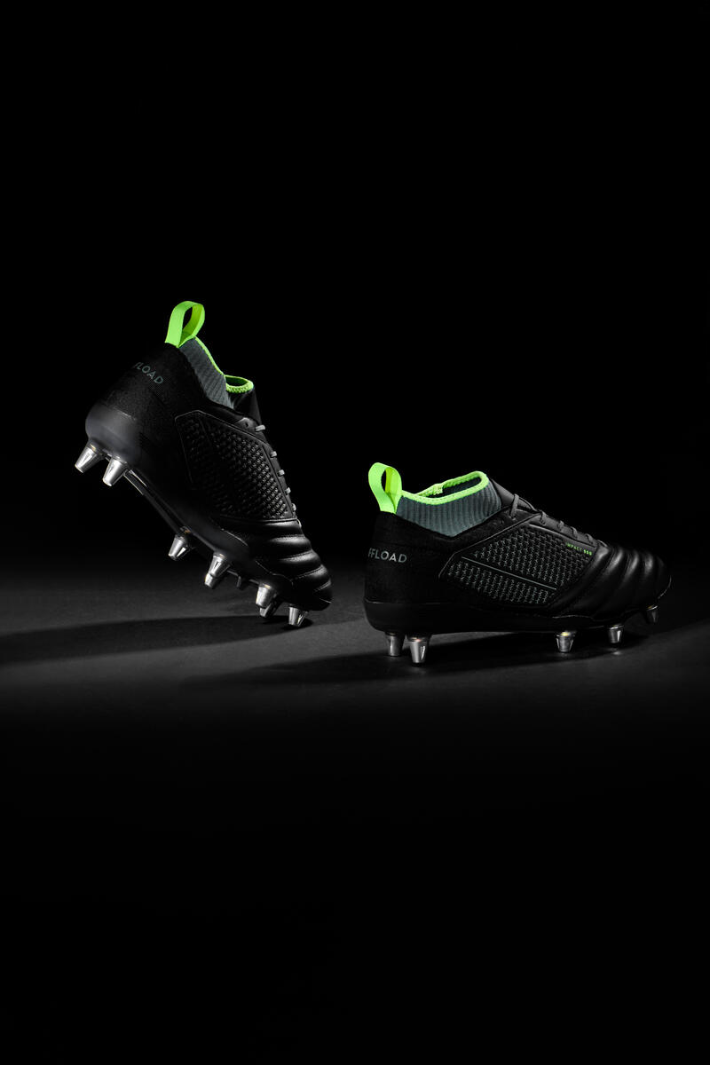 CHAUSSURES DE RUGBY VISSÉES TERRAIN GRAS IMPACT R900 8 crampons HOMME NOIRE