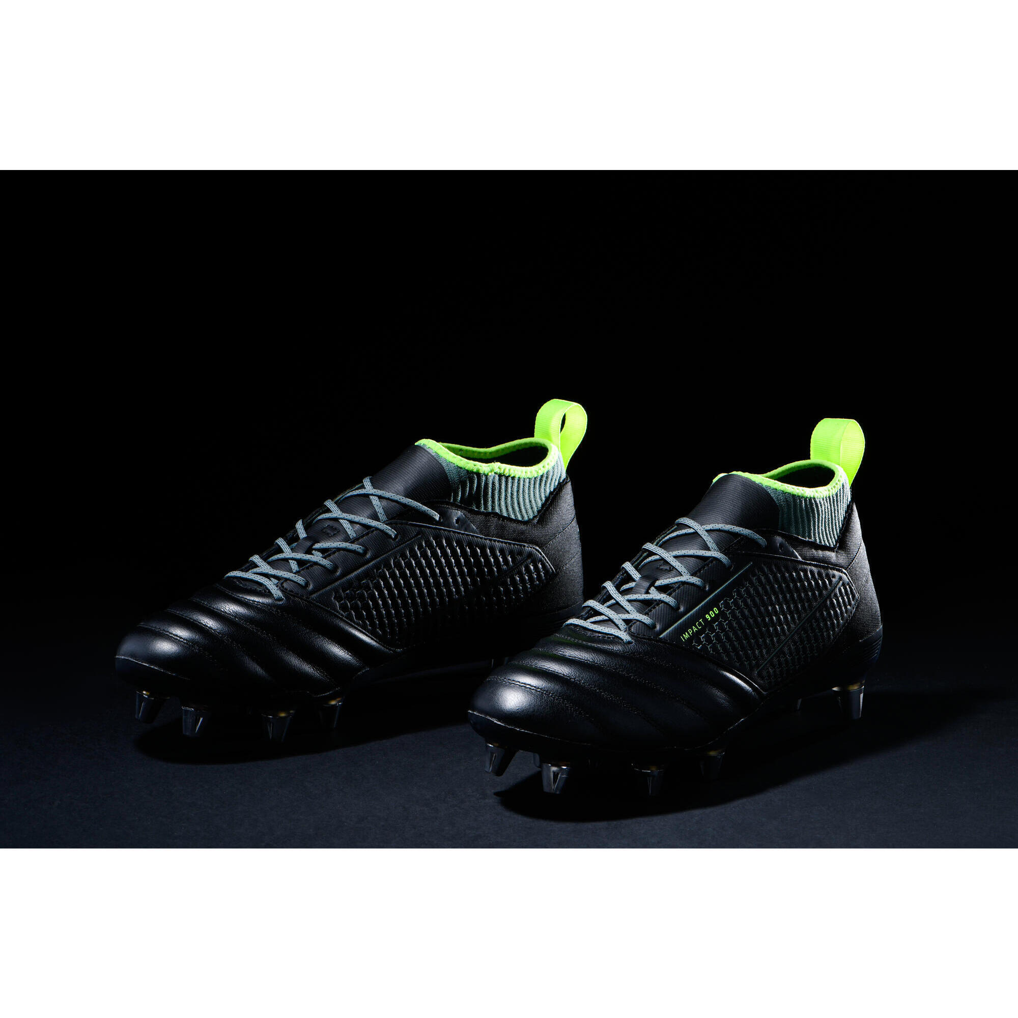 GRAS IMPACT R900 8 SPIKE RUGBY SHOES FOR MEN IN BLACK