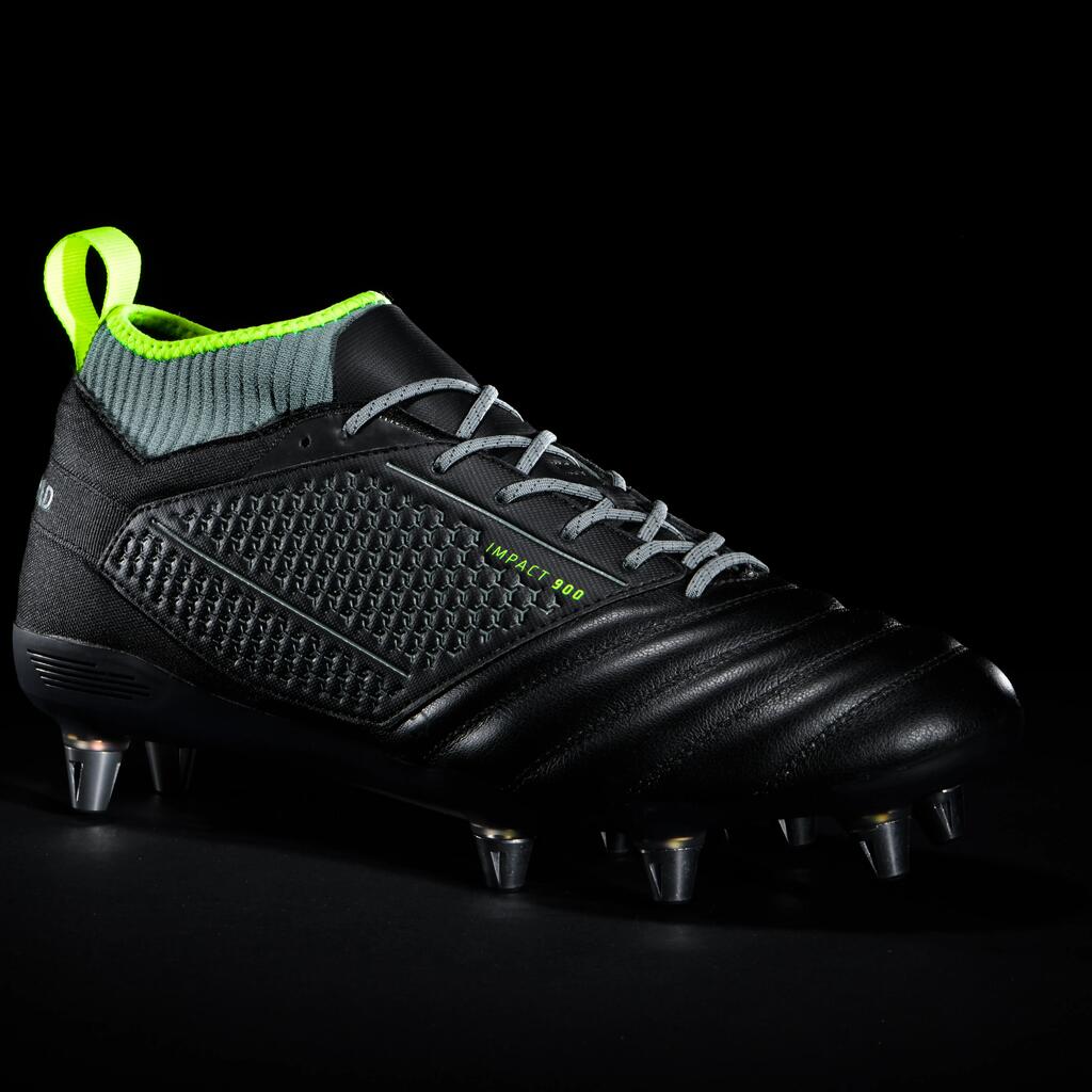 Adult Soft Ground Screw-In Rugby Boots Impact R900 SG 8 Studs - Black