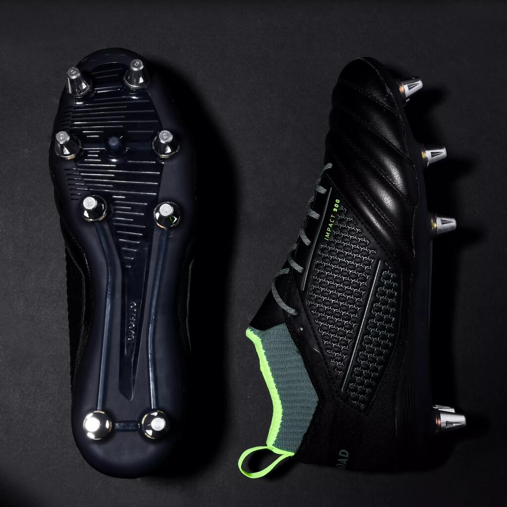 Adult Soft Ground Screw-In Rugby Boots Impact R900 SG 8 Studs - Black