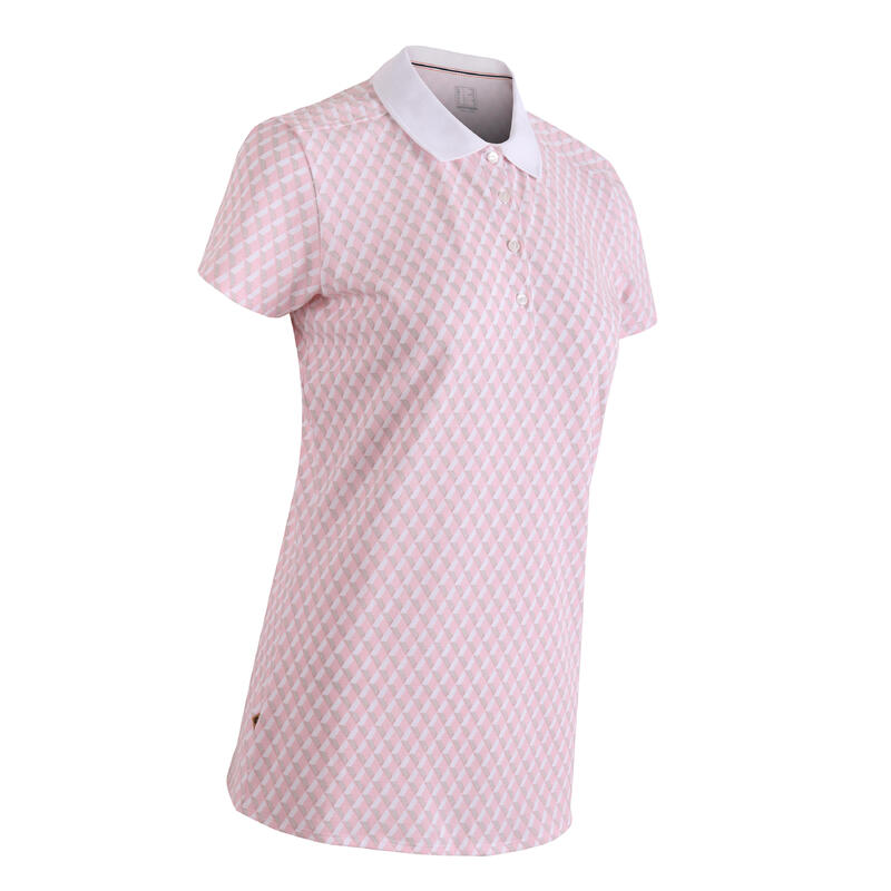 Polo de golf manches courtes femme MW500 vert et blanc