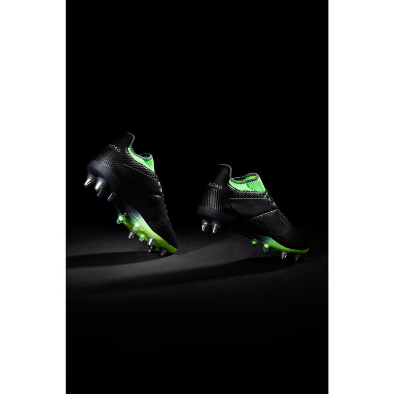 CHAUSSURES de RUGBY TERRAIN vissée hybride HOMME ADVANCE R900 SG NOIR JAUNE