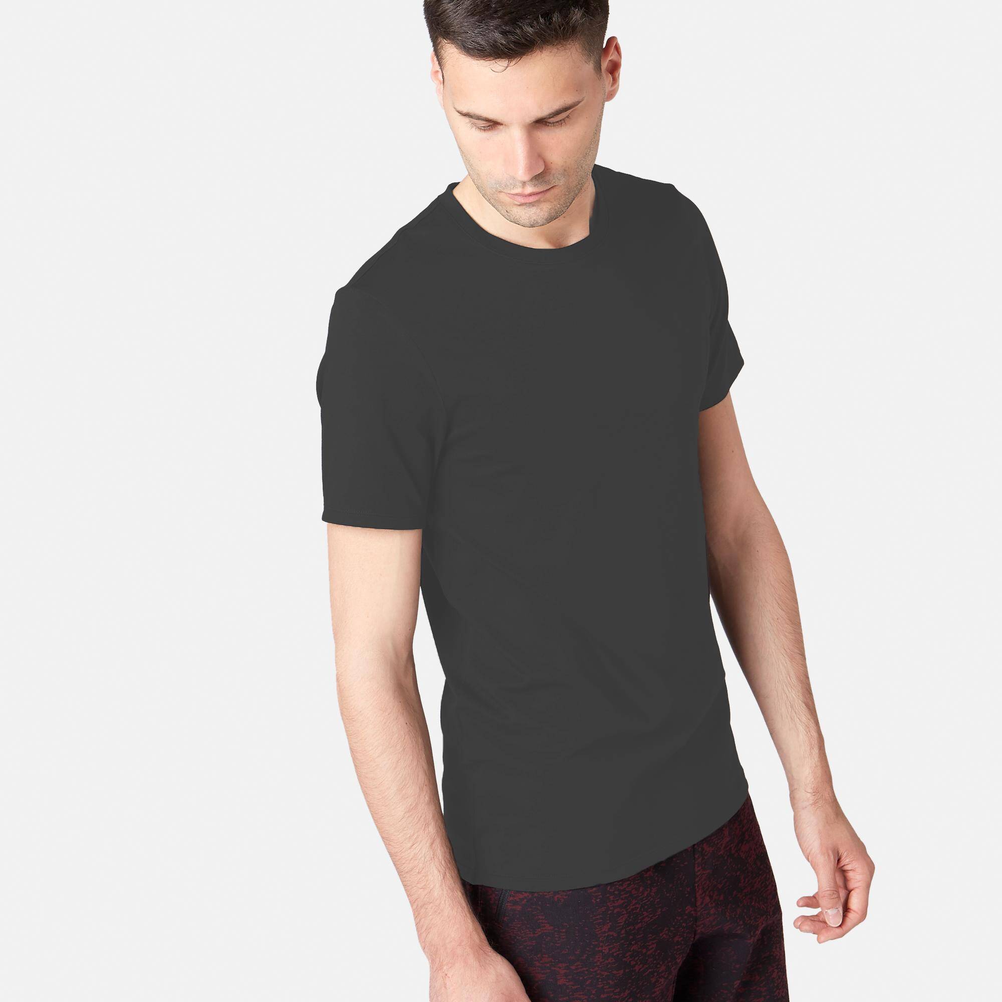 Men Gym Basic T-Shirt, 100% Cotton, Crew Neck, Regular Fit - Grey