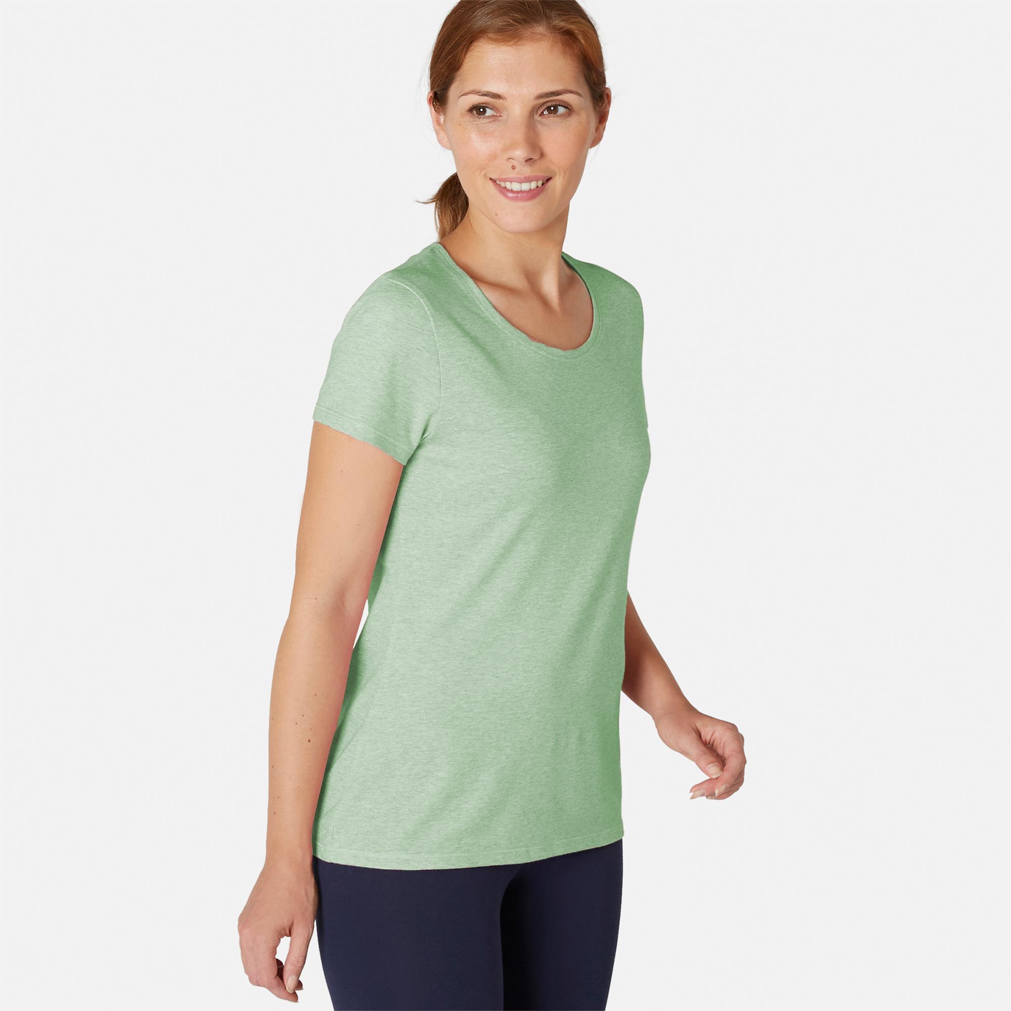 

Women' Gym T-Shirt Slim Fit Stretch 500 - Green -  By NYAMBA | Decathlon