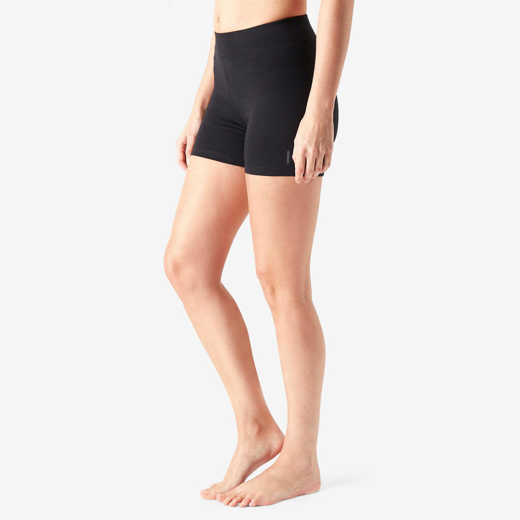 Women's fitness slim-fit shorts 500 - black