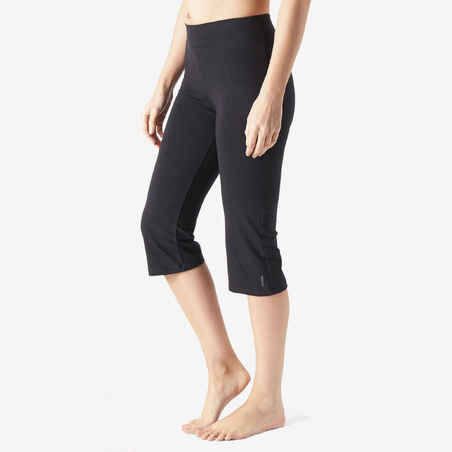 Women's Regular Fitness Cropped Bottoms Fit+ 500 - Black