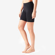 Women Cotton Blend Gym Short Cyclist fit 500 - Black