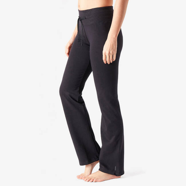 Women Cotton Blend Gym Pants 500 - Black