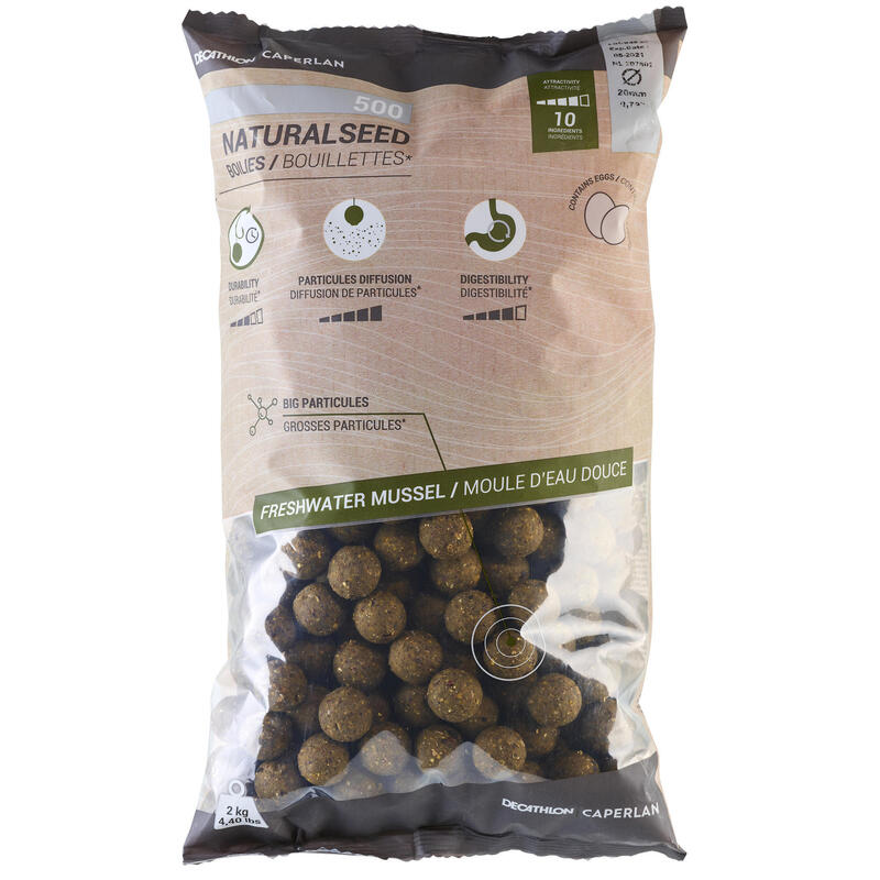 NATURALSEED20mm2kg Mussel carp fishing boilies CAPERLAN Decathlon