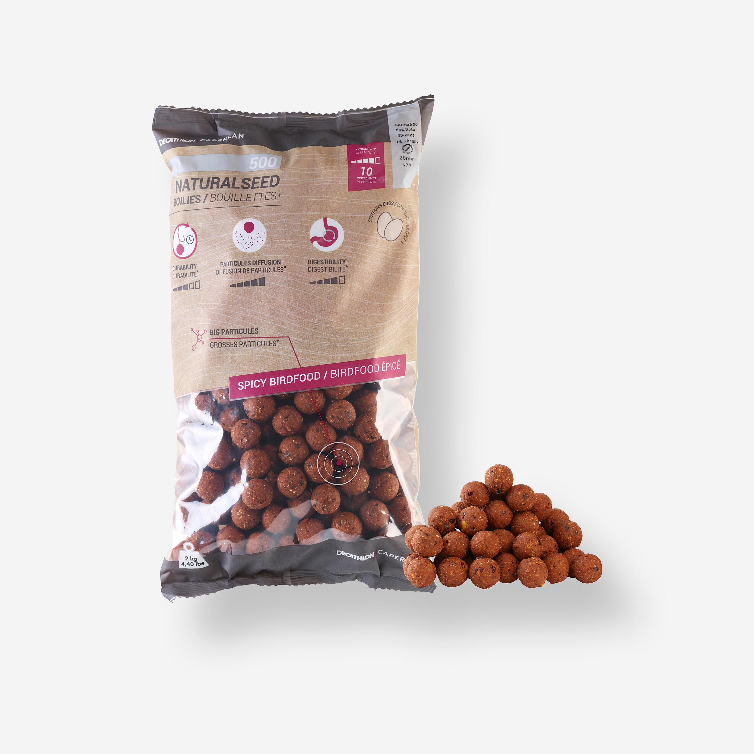 Carp Fishing Boilies NATURALSEED 20 mm 2 kg - Spicy Birdfood 1/4