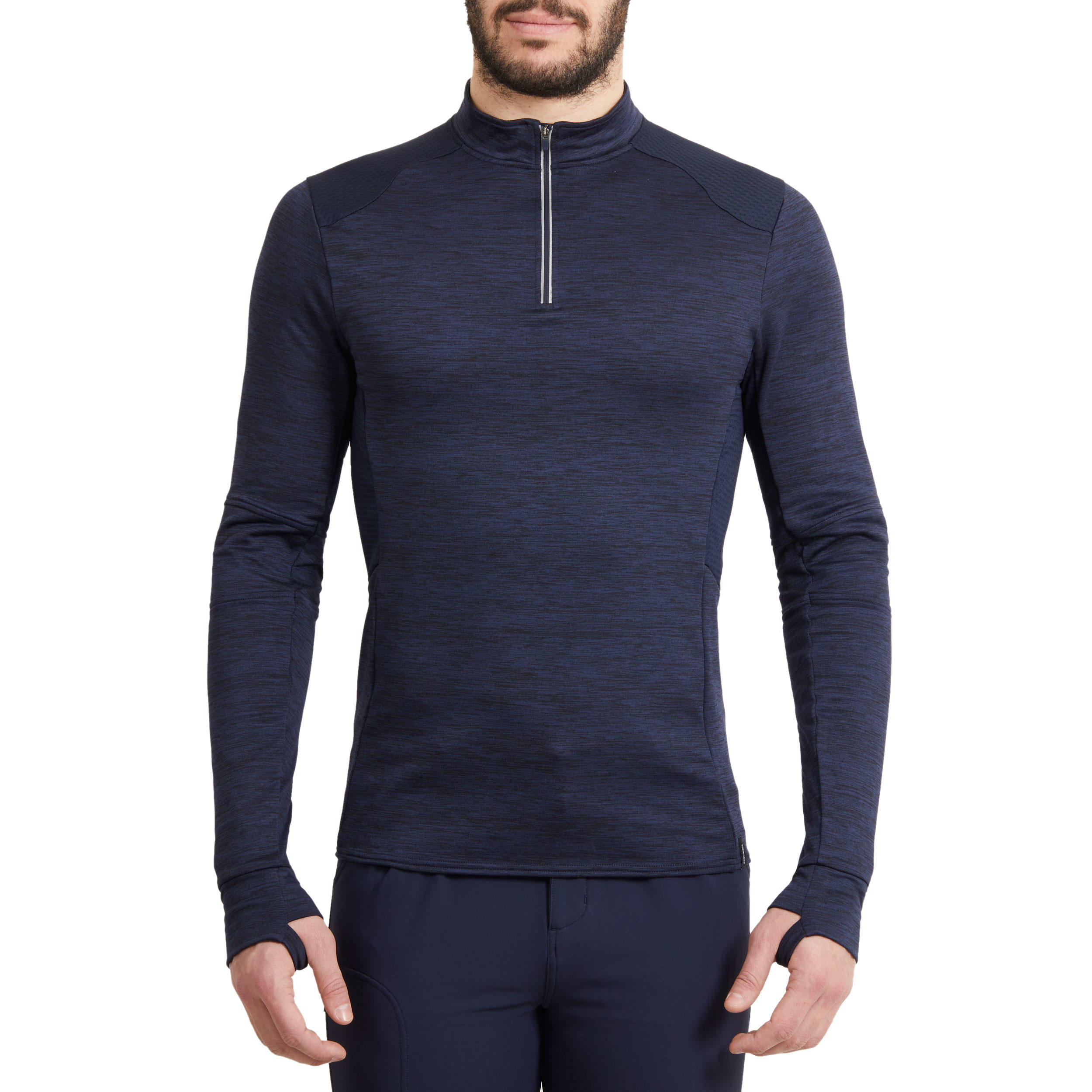 Men's Horse Riding Long-Sleeved Warm Polo Shirt 500 - Navy 2/8