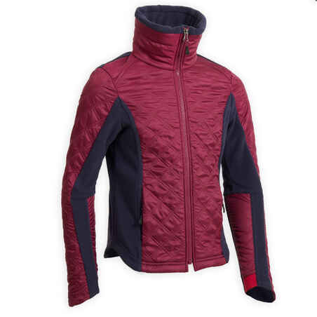 Kids' Horse Riding Bi-Material Fleece 500 Warm - Plum and Navy