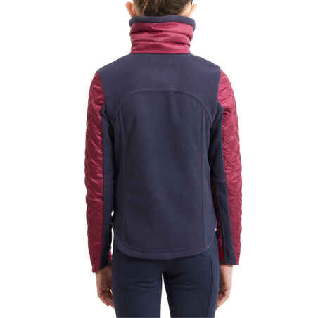 Kids' Horse Riding Bi-Material Fleece 500 Warm - Plum and Navy