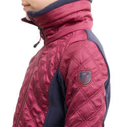 Kids' Horse Riding Bi-Material Fleece 500 Warm - Plum and Navy