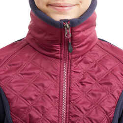 Kids' Horse Riding Bi-Material Fleece 500 Warm - Plum and Navy