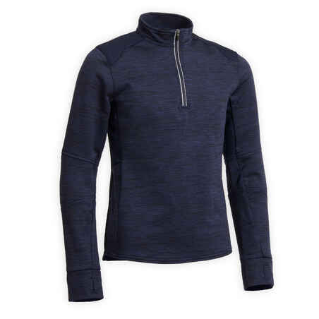 Kids' Horse Riding Long-Sleeved Warm Polo Shirt 500 - Navy